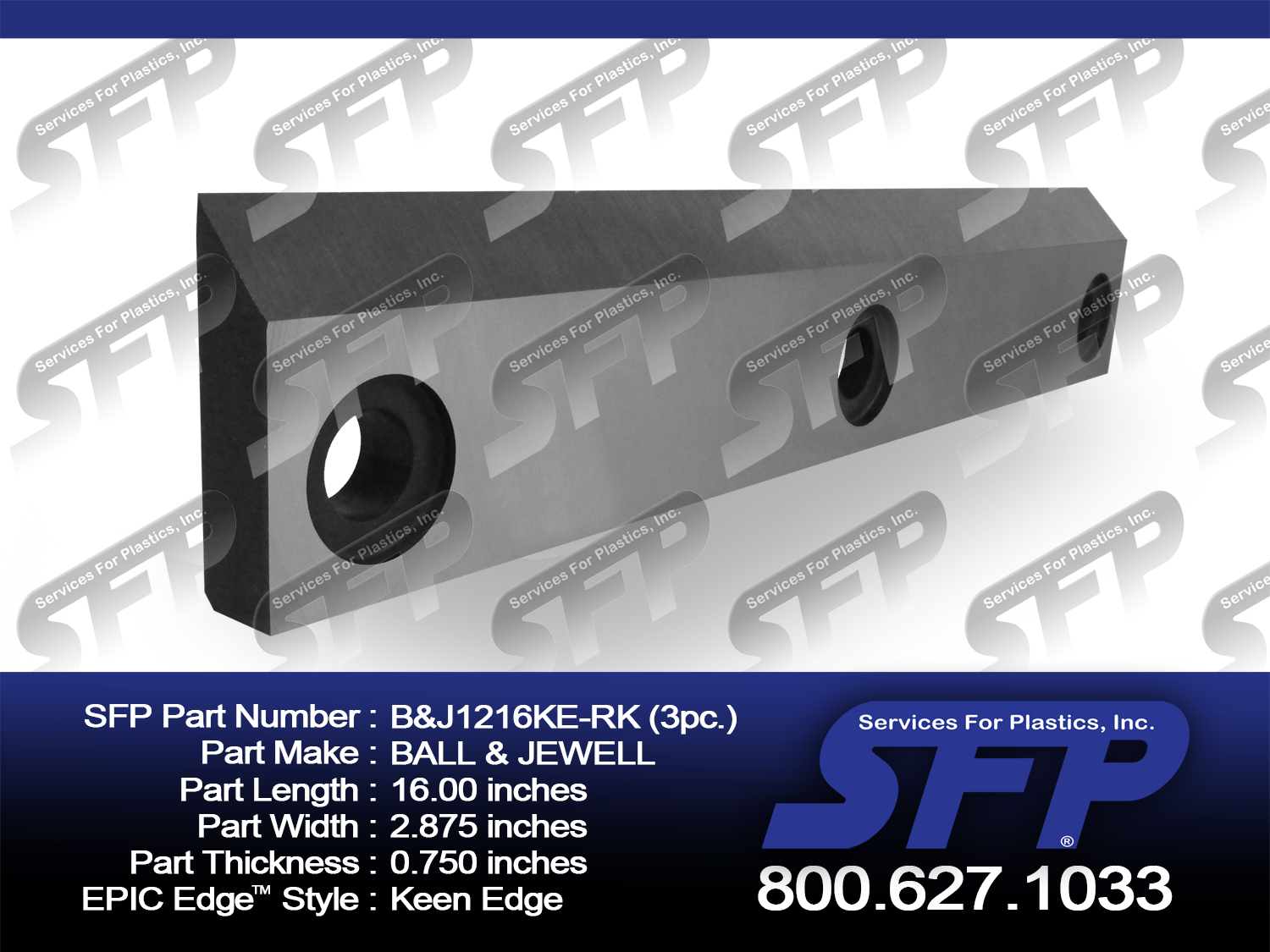 Ball & Jewell Grinder Knives B&J1216 Services For Plastics, Inc.